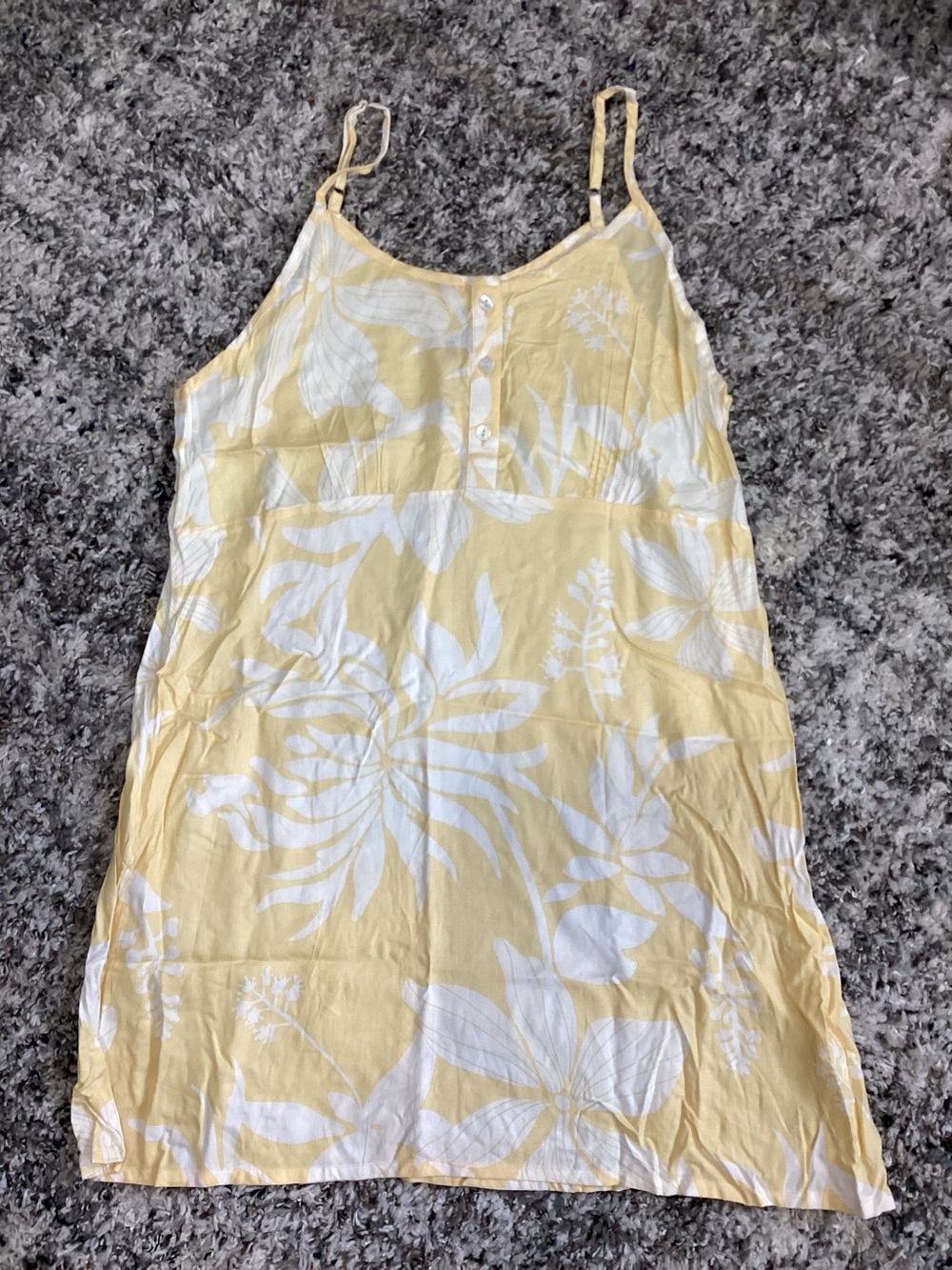 Light Yellow Floral Slip Dress with White Leaf Print